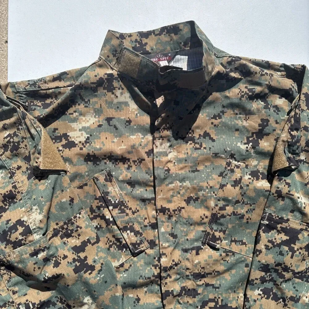 Tru-Spec Digital Camo Combat Shirt Unisex XL Long Green Brown Long Sleeve